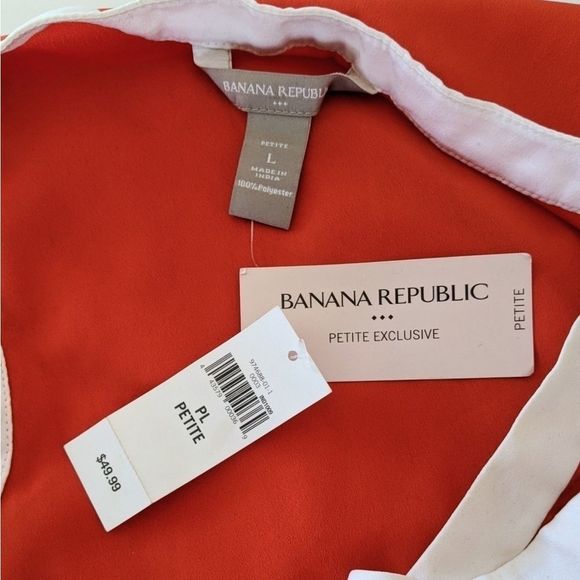 Tomato red Banana Republic tank white trim PL - Picture 2 of 8